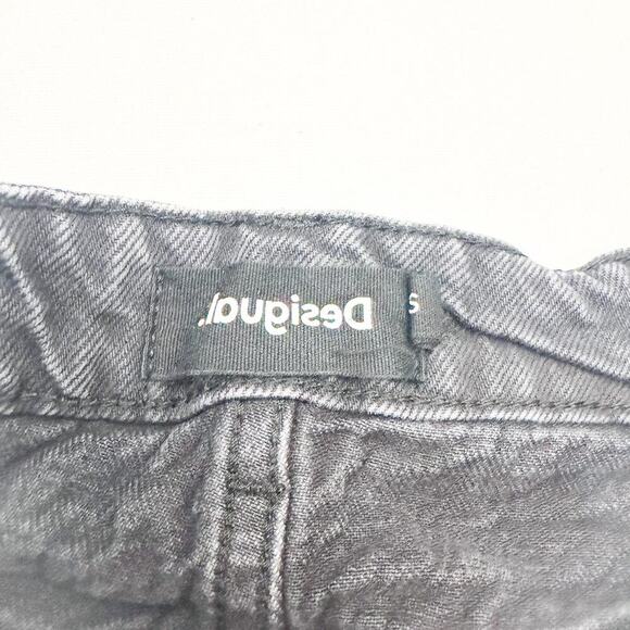 Desigual Pakaian Jadi Wanita Rok Charcoal Zebra Black Jean Denim Skirt Size S - Picture 3 of 6